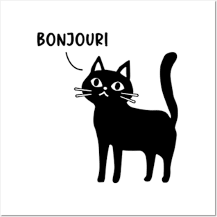 le chat dit bonjour Posters and Art